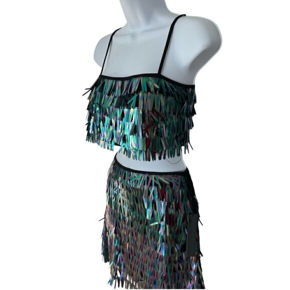 HOUSE OF HOWRLOW 1960 Sequin Mini Skirt Size XXS And Top Size S SET. - Picture 2 of 9